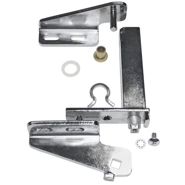 A close-up of Continental Refrigerator right hand top and bottom hinge assembly metal parts.
