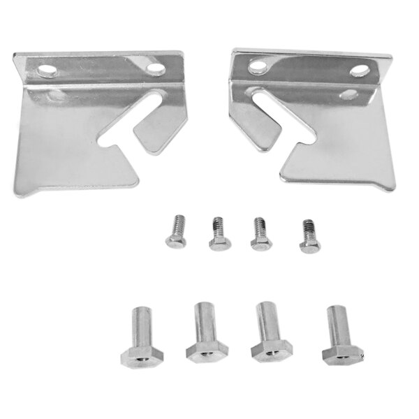 A pair of stainless steel Continental Refrigerator hinges and screws.