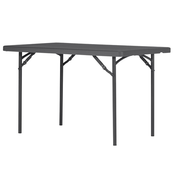 A ZOWN rectangular gray folding table with a metal frame.