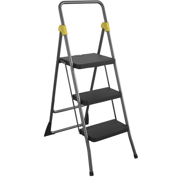 A gray Cosco 3-step folding ladder.