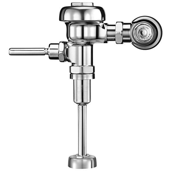 A Sloan chrome urinal flushometer with a handle.