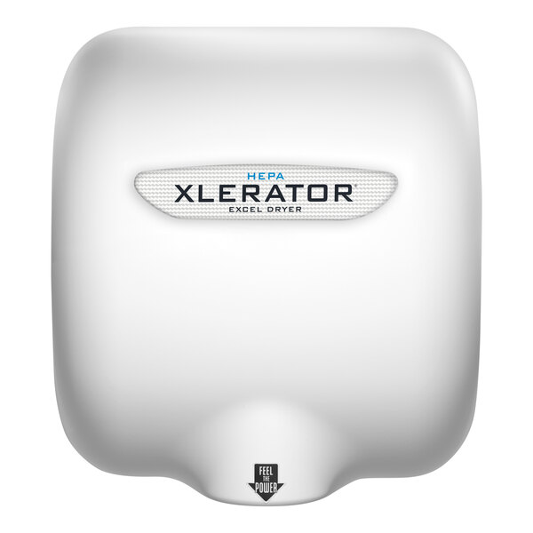 Excel XL-BW-H 208/277 XLERATOR® White Thermoset Resin Cover High Speed Hand Dryer with HEPA Filter - 208/277V, 1500W