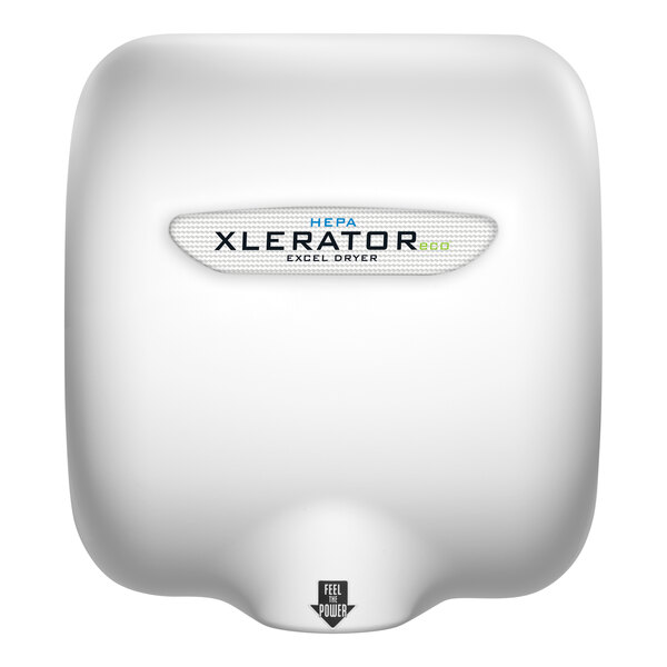 Excel XL-BW-ECO-H 110/120 XLERATOReco® White Thermoset Resin Cover Energy Efficient No Heat Hand Dryer with HEPA Filter - 110/120V, 500W