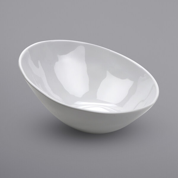 A white irregular melamine bowl.
