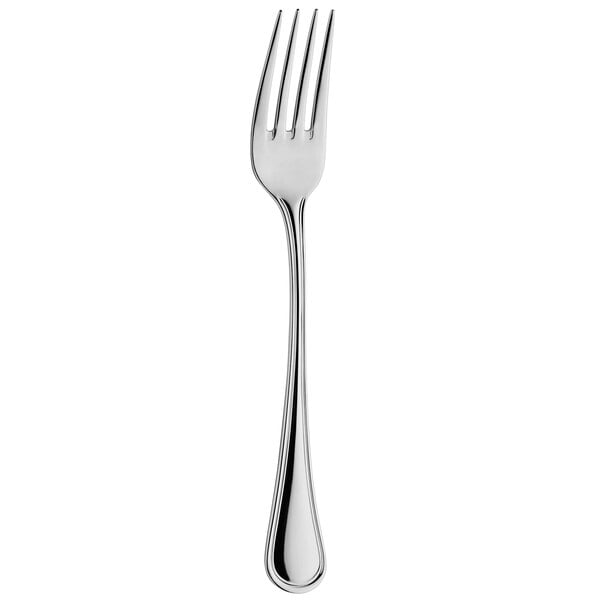 An Amefa stainless steel table fork with a silver handle.