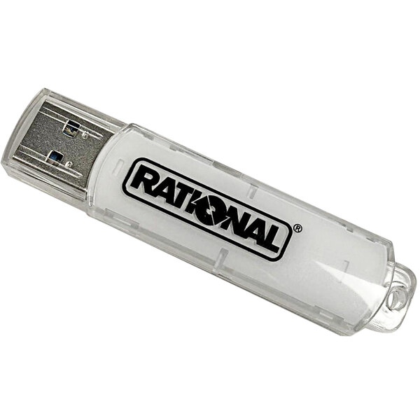 A white USB memory stick with the Rational logo.