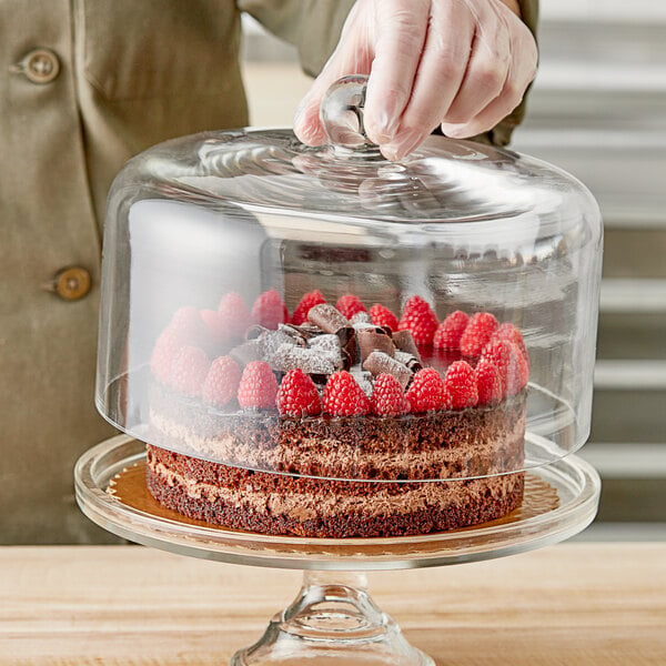 Acopa 9 1/2" x 7" Clear Glass Round Cake Cover