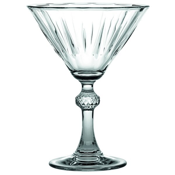 A clear Pasabahce Diamond martini glass with a stem and a crystal rim.