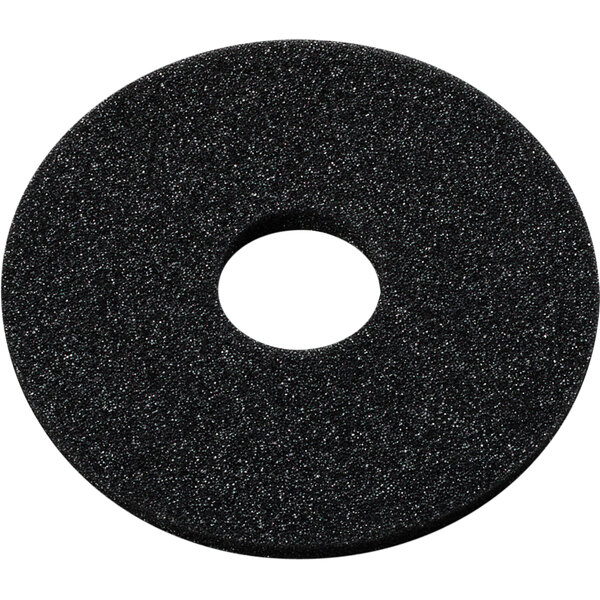A black round sponge with a hole in the center.