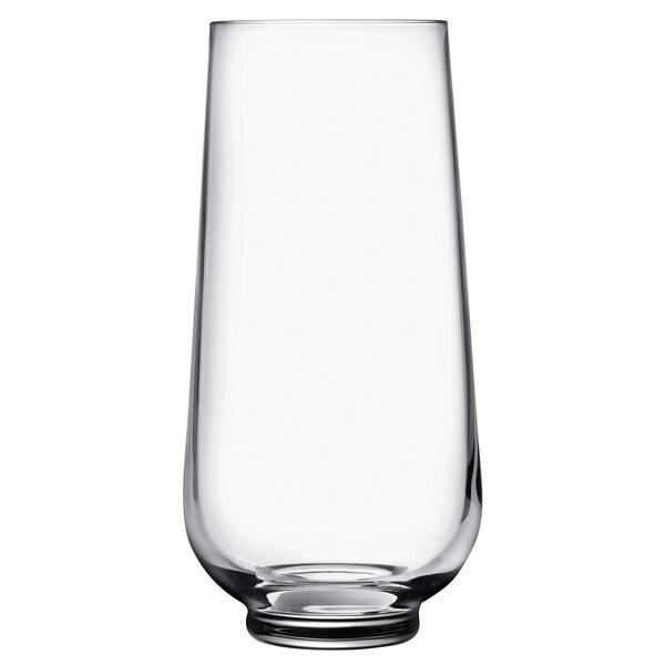 A Nude Hepburn highball glass filled with a clear liquid.