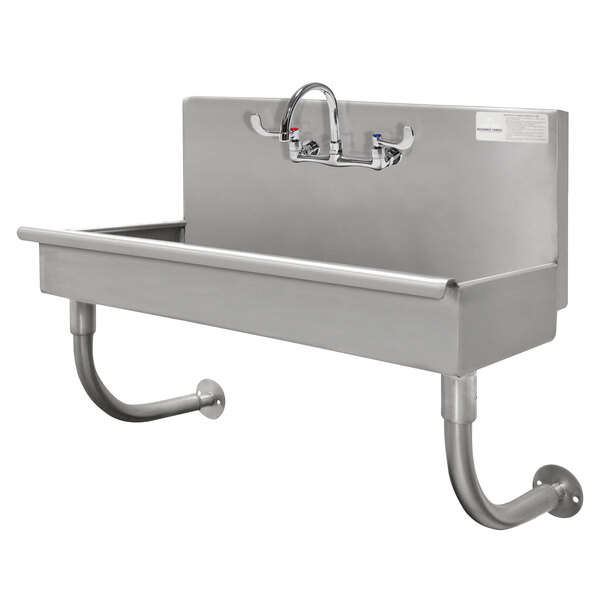 A stainless steel Advance Tabco ADA service sink with a faucet.