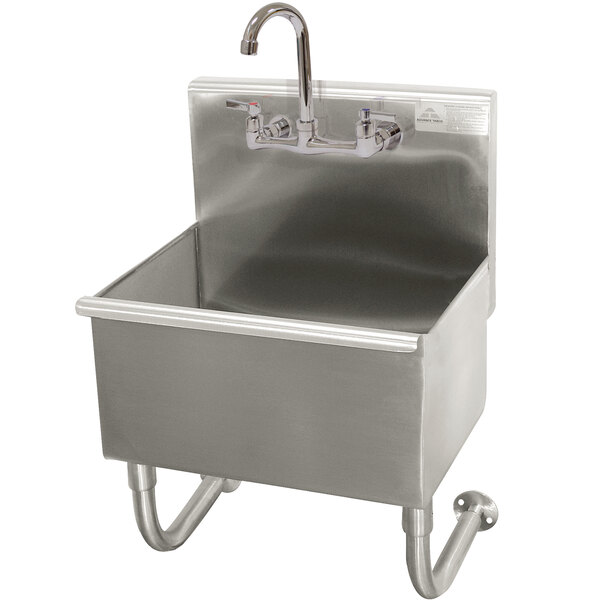 An Advance Tabco stainless steel service sink with a faucet.