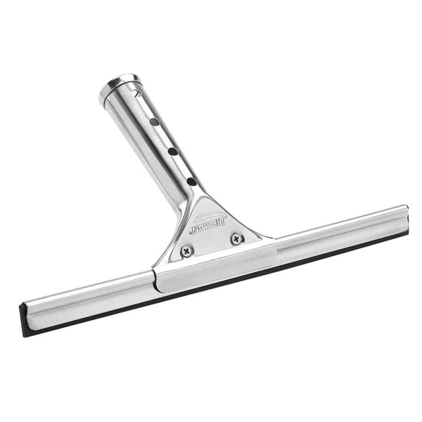 A Libman stainless steel window squeegee with a handle.