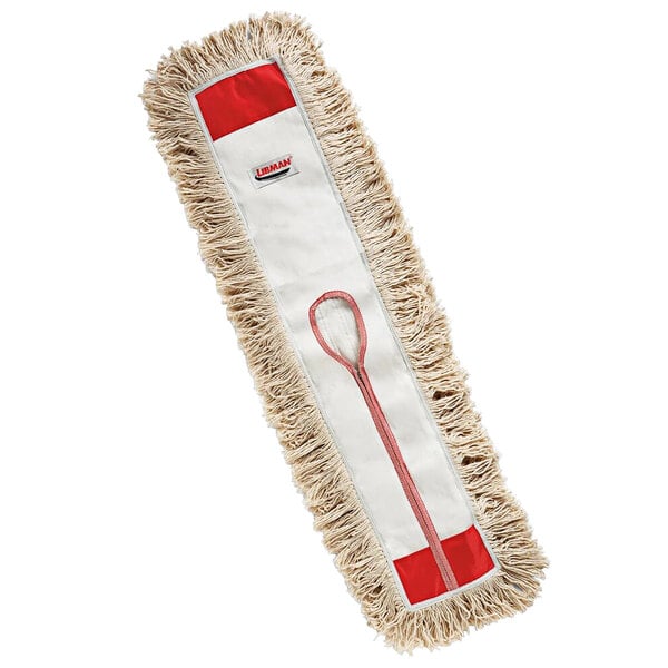 A Libman 36" dust mop head refill with a white and red handle.