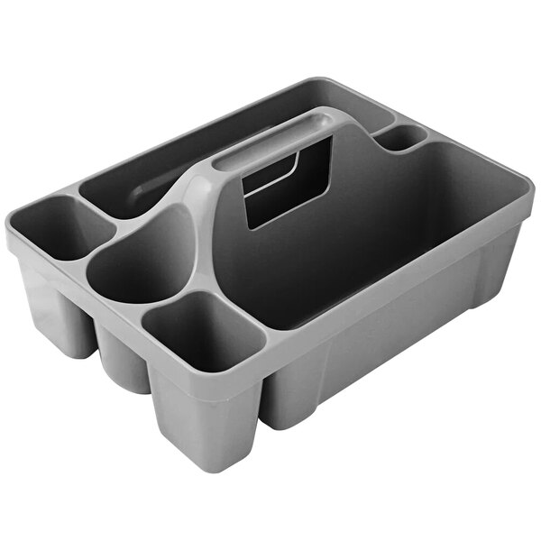 A grey plastic Libman Maid Caddy with four compartments.