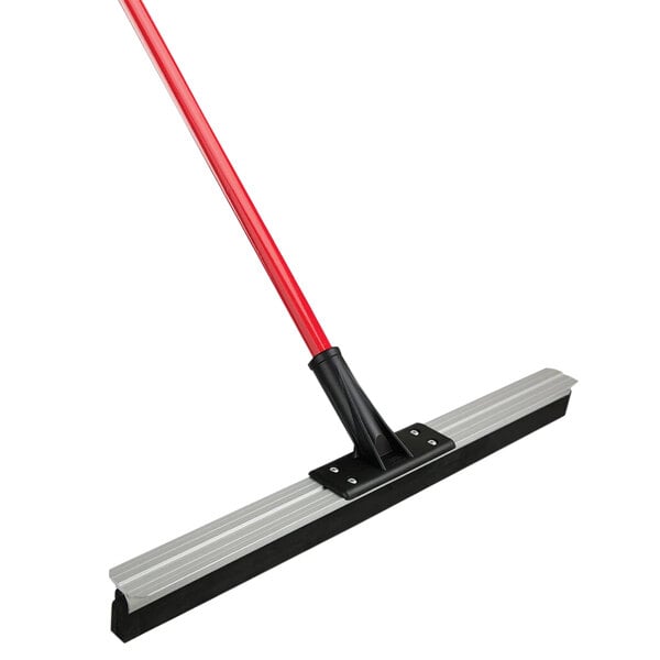 A red and black Libman Flex Blade Floor Squeegee with a red handle.