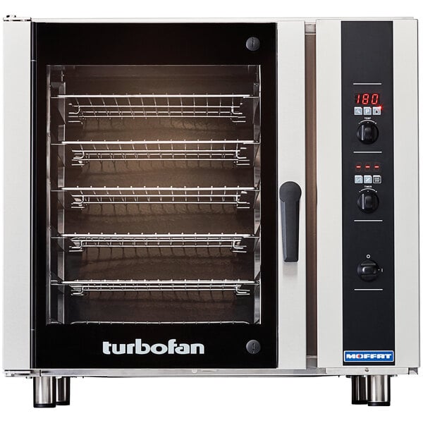 A large Moffat convection oven with a door open.