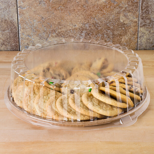 Solut 3016 12" Clear Round High Dome Catering / Deli Tray Lid 25/Case