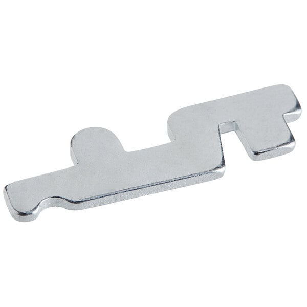 A silver metal frame knife fixing sheet with a small hook.