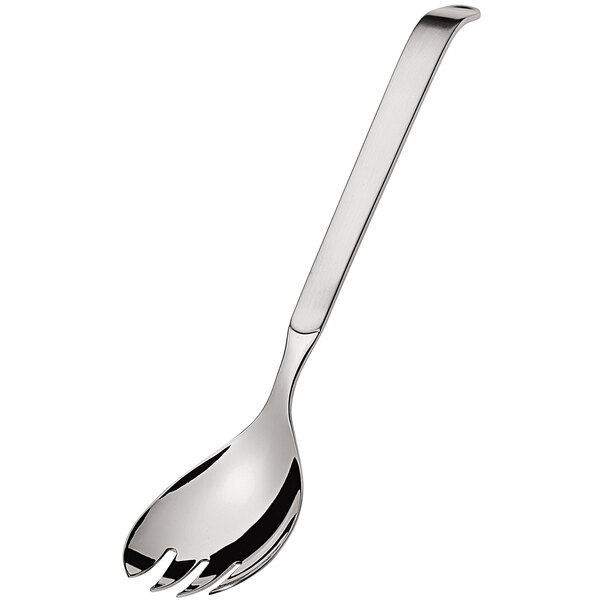 An Amefa stainless steel salad serving spork with a long handle.