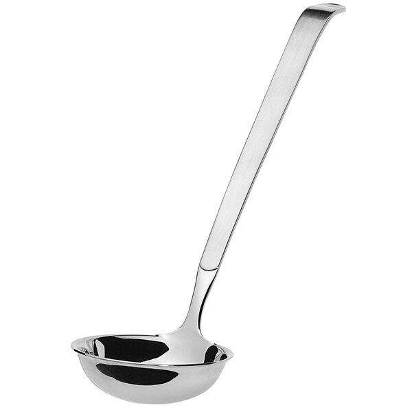 An Amefa stainless steel soup ladle with a long handle.