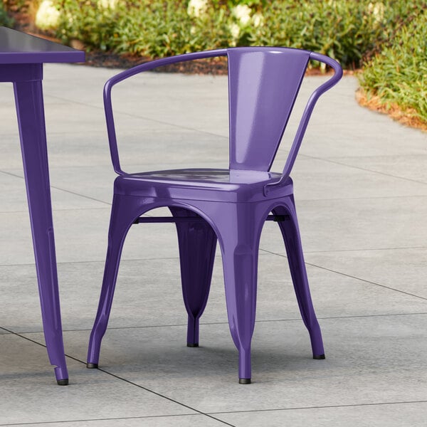 Lancaster Table & Seating Alloy Series Purple Outdoor Arm Chair