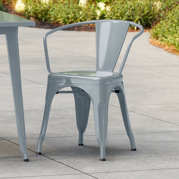 Lancaster Table & Seating Alloy Series Charcoal Outdoor Arm Chair