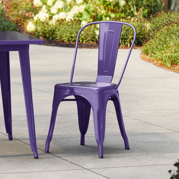 Lancaster Table & Seating Alloy Series Purple Outdoor Cafe Chair