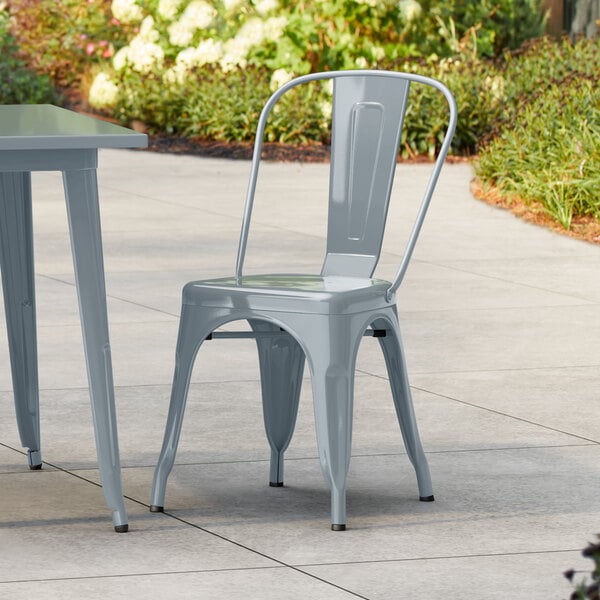 Lancaster Table & Seating Alloy Series Charcoal Outdoor Cafe Chair
