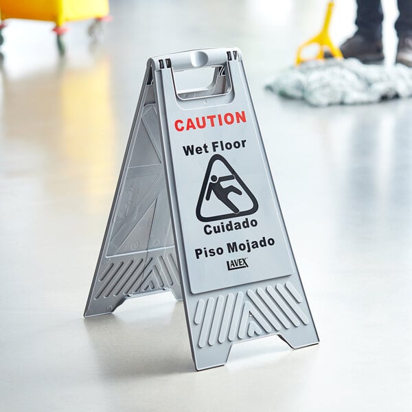 Lavex 25" Gray Caution Wet Floor Sign
