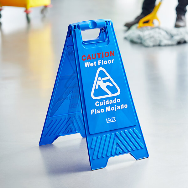 Lavex 25" Blue Caution Wet Floor Sign