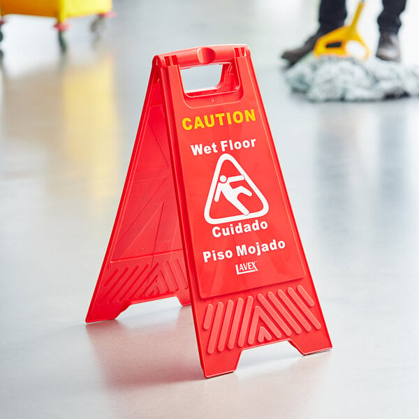 Lavex 25" Red Caution Wet Floor Sign