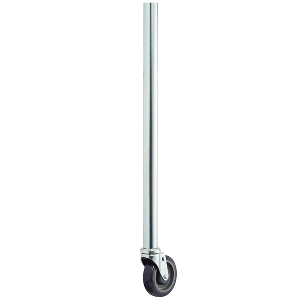 A 34" galvanized steel leg with a black rubber wheel on the bottom.