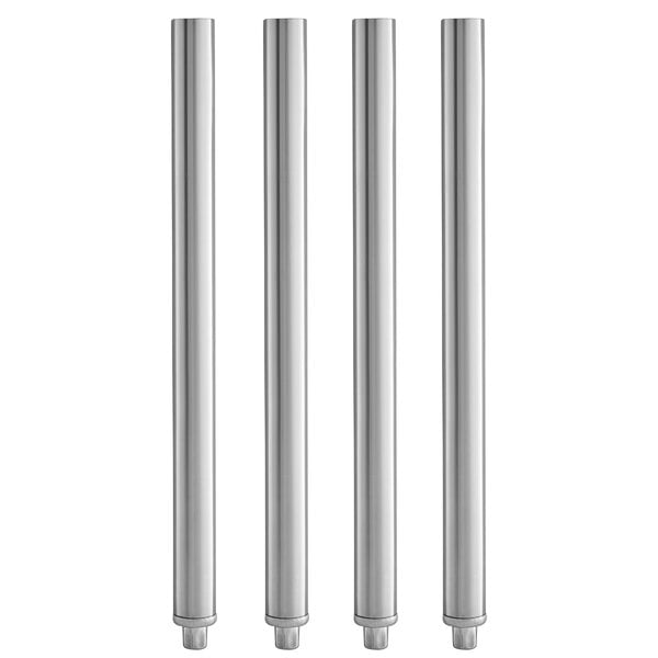 A group of stainless steel legs with silver bars.