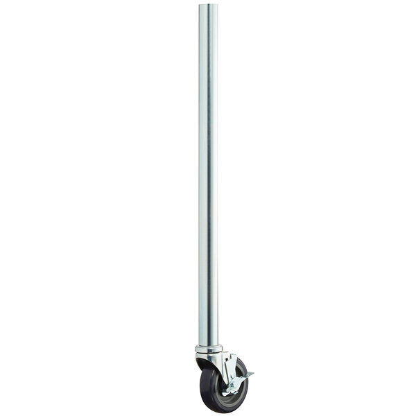 A 34" galvanized steel leg with black braking casters.