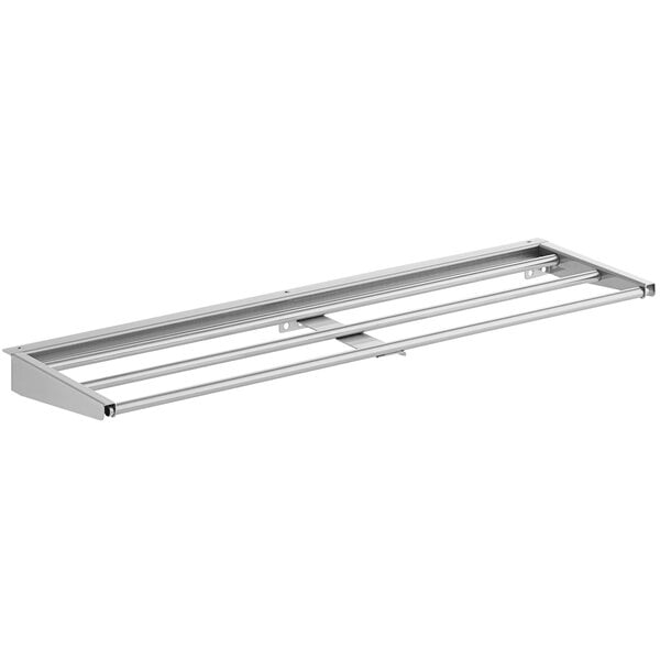 An Avantco stainless steel single tray slide with two bars.