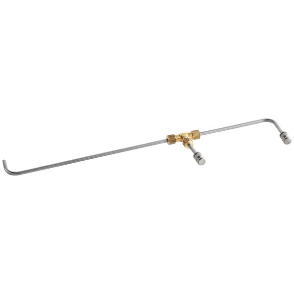 A long metal rod with two brass fittings.