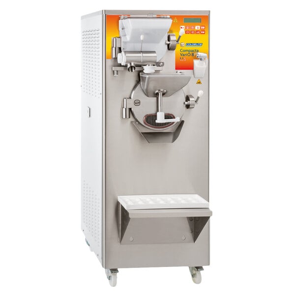 A Coldelite Compacta Vario 8 Pro commercial ice cream machine with a stainless steel base and wheels.