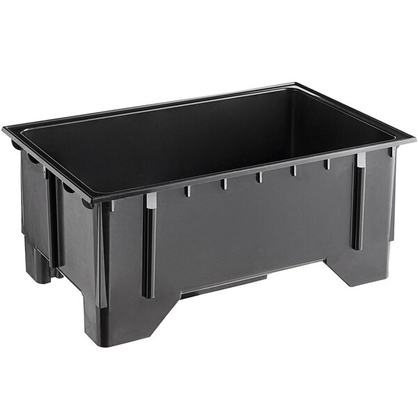 A black plastic Vollrath machined well with notches.