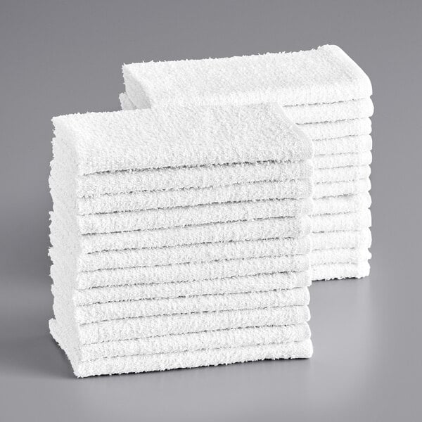 A stack of Choice white bar towels.
