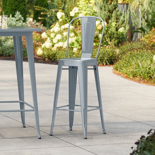 Lancaster Table & Seating Alloy Series Charcoal Outdoor Cafe Barstool