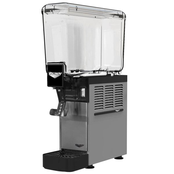 A Vollrath refrigerated beverage dispenser with a clear cover over a single bowl.
