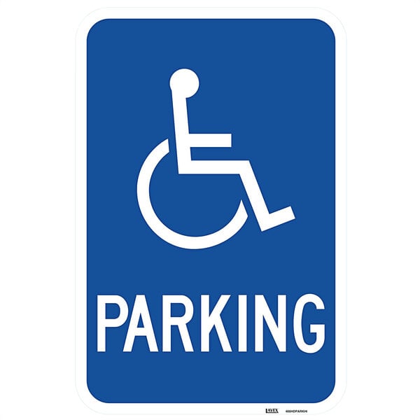Lavex "Handicap Parking" High Intensity Prismatic Reflective Blue Aluminum Sign - 12" x 18"