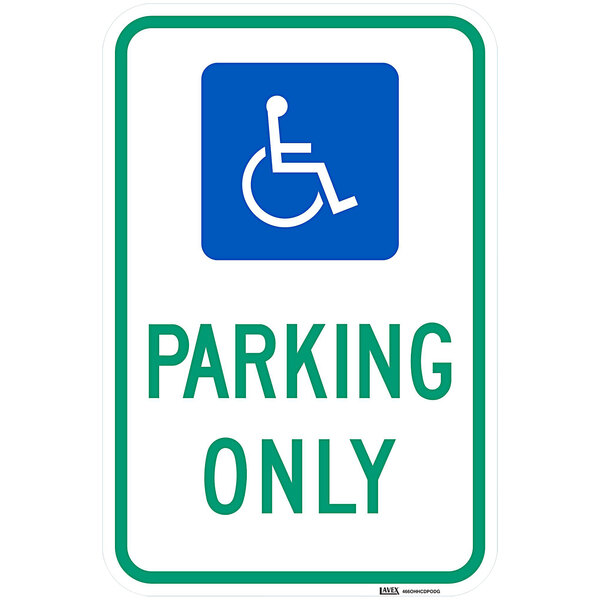 Lavex Ohio "Handicapped Parking Only" Reflective Green / Blue Aluminum Sign - 12" x 18"