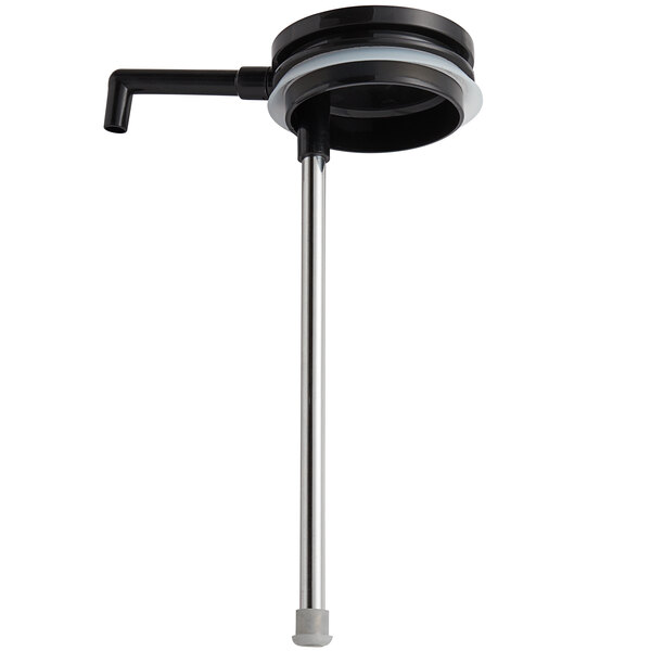 A black and silver metal spout for an Acopa airpot.