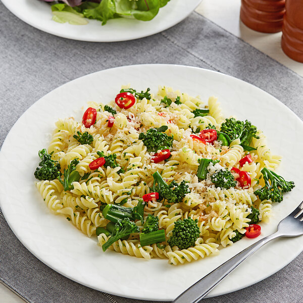 A plate of Barilla Gluten-Free Rotini pasta with broccoli and cheese.