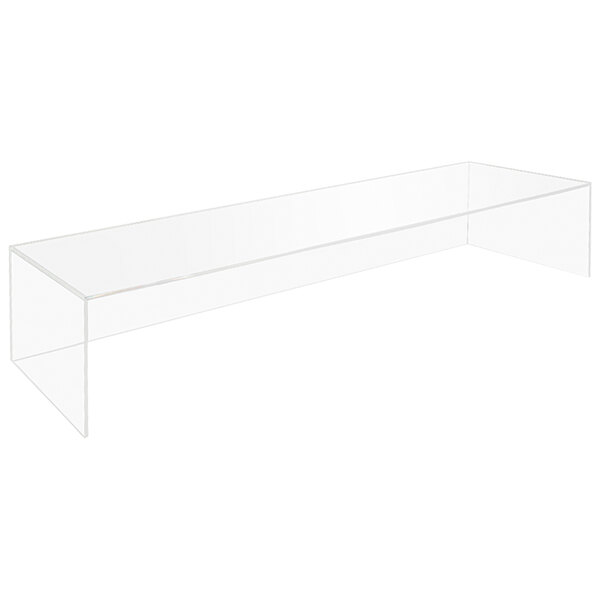 A clear rectangular table with metal legs.