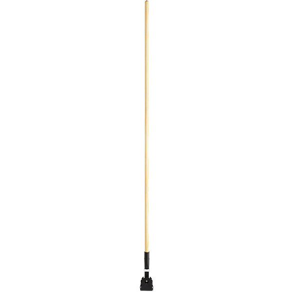 A Rubbermaid hardwood dust mop handle with a black snap-on handle.