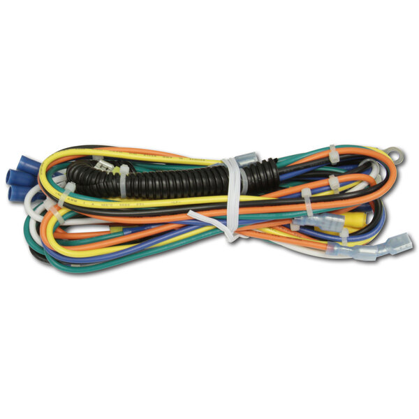 A bundle of colorful wires for a Mytee HP60 Spyder extractor on a white background.