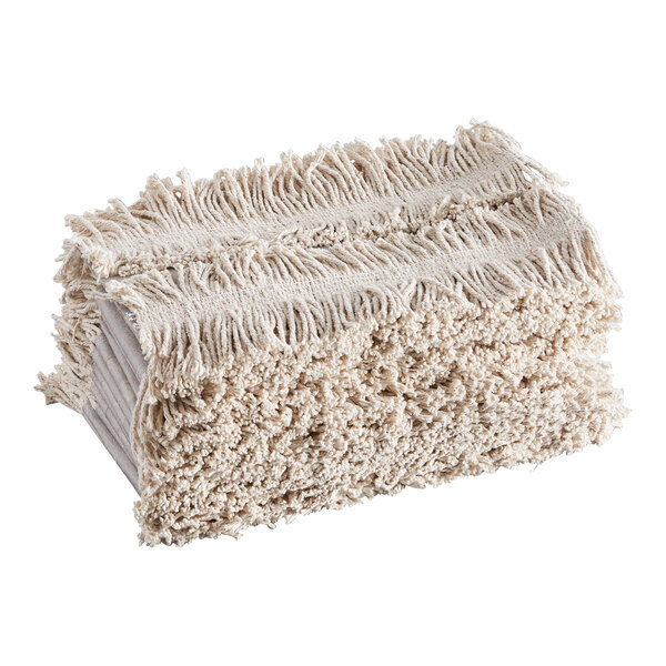 A white cut-end disposable cotton dust mop with fringes.
